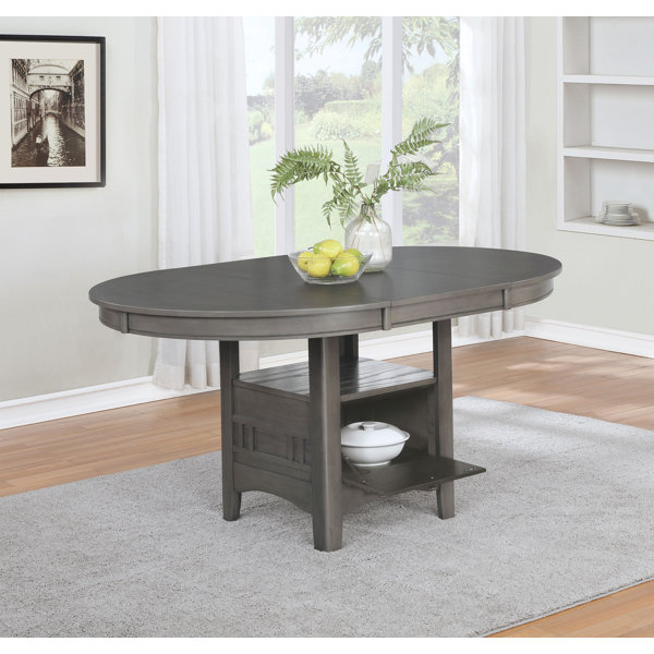 Lark Manor Guntersville Extendable Oval Solid Wood Base Dining Table